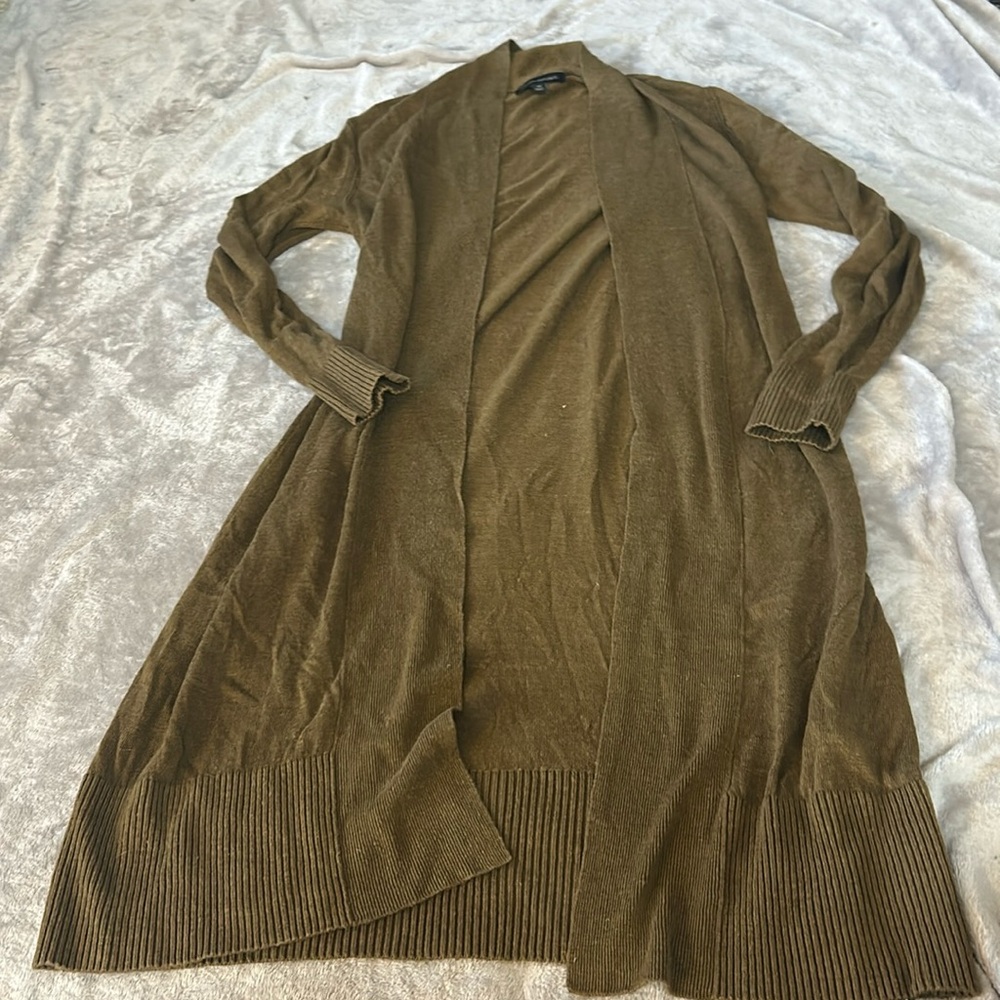 Banana republic linen blend long cardigan in olive green